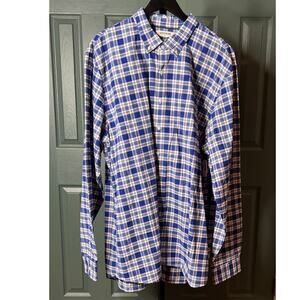 Goodthreads Oxford Blue Plaid Red Stripe Men’s Button Down Size XXXLT